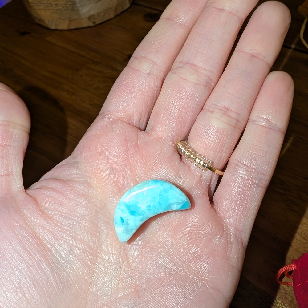 Turquoise Crescent Stone Pendant - Women's Jewelry